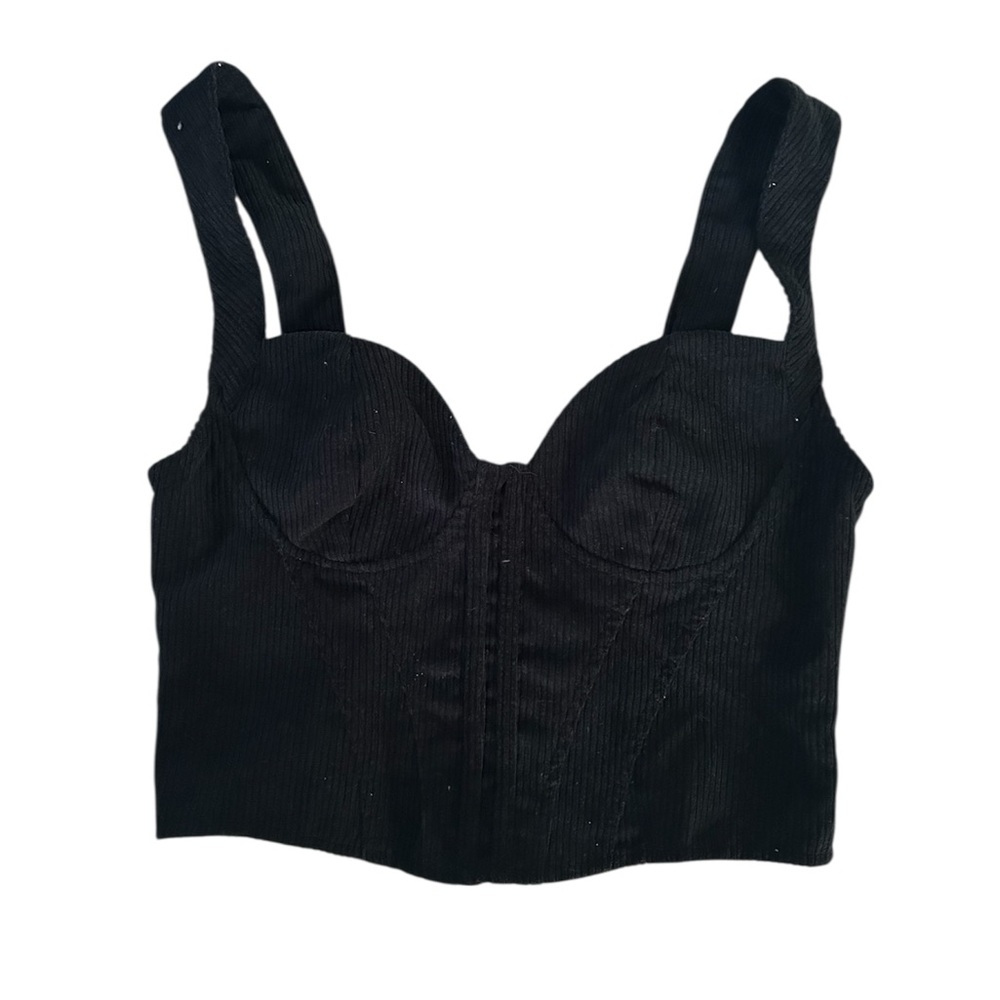Black Ribbed Crop Top